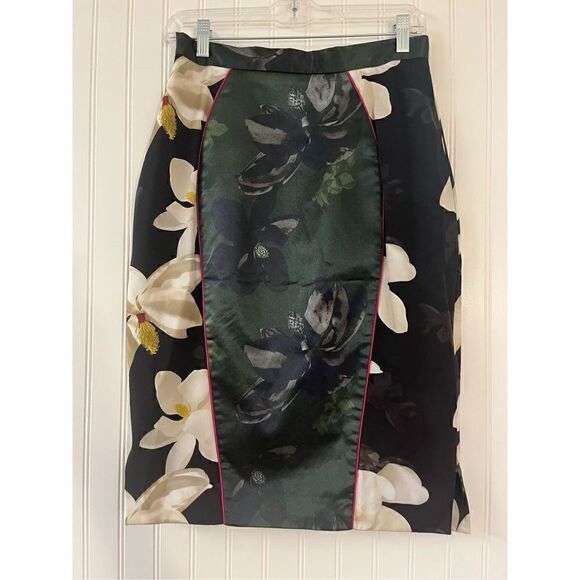 Katharine Kidd pencil skirt floral brocade sz 10 - Picture 2 of 4